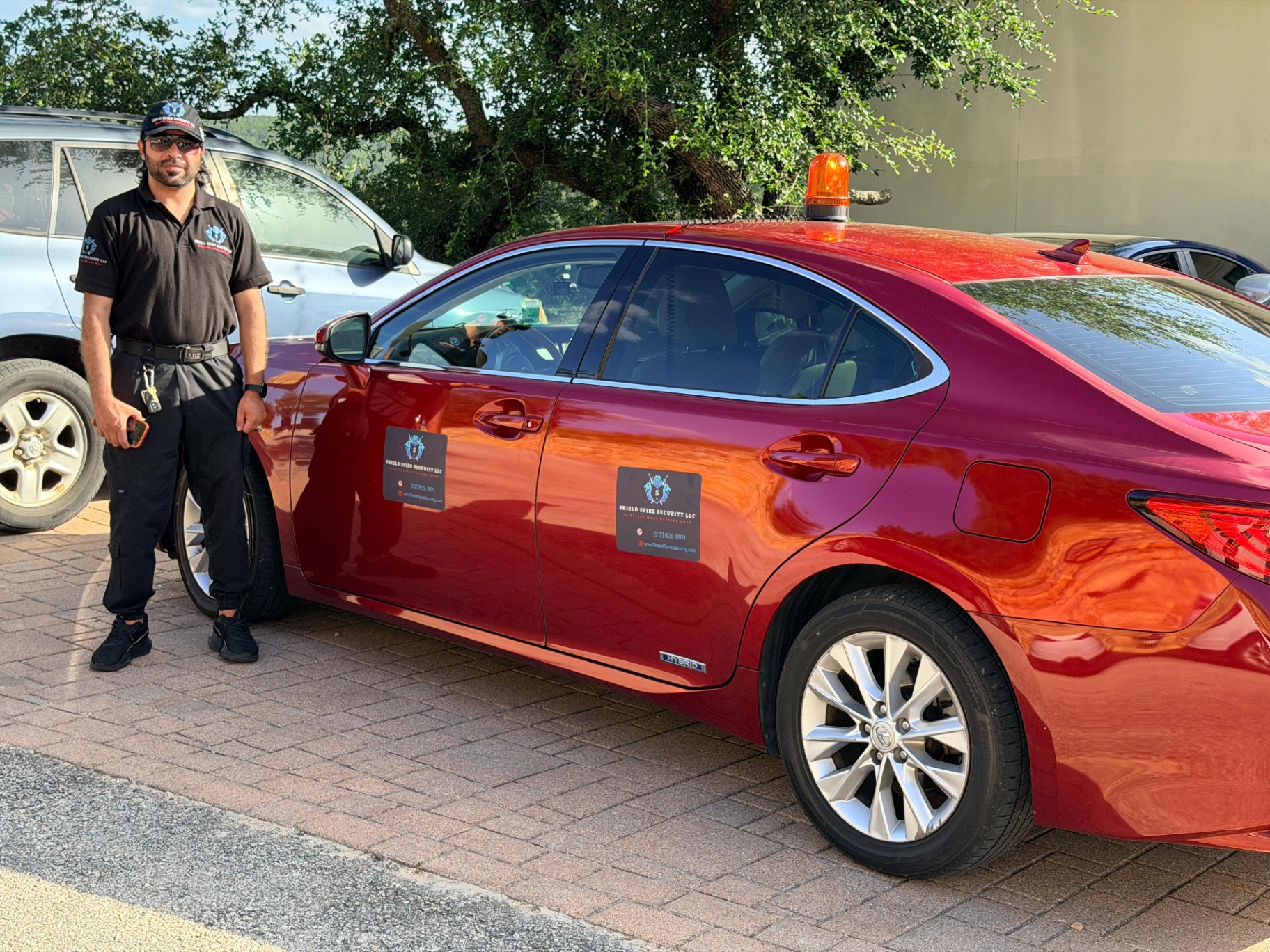 Level II Security Operations – marked Shield Spire response vehicle positioned for visible deterrence and guest assistance.