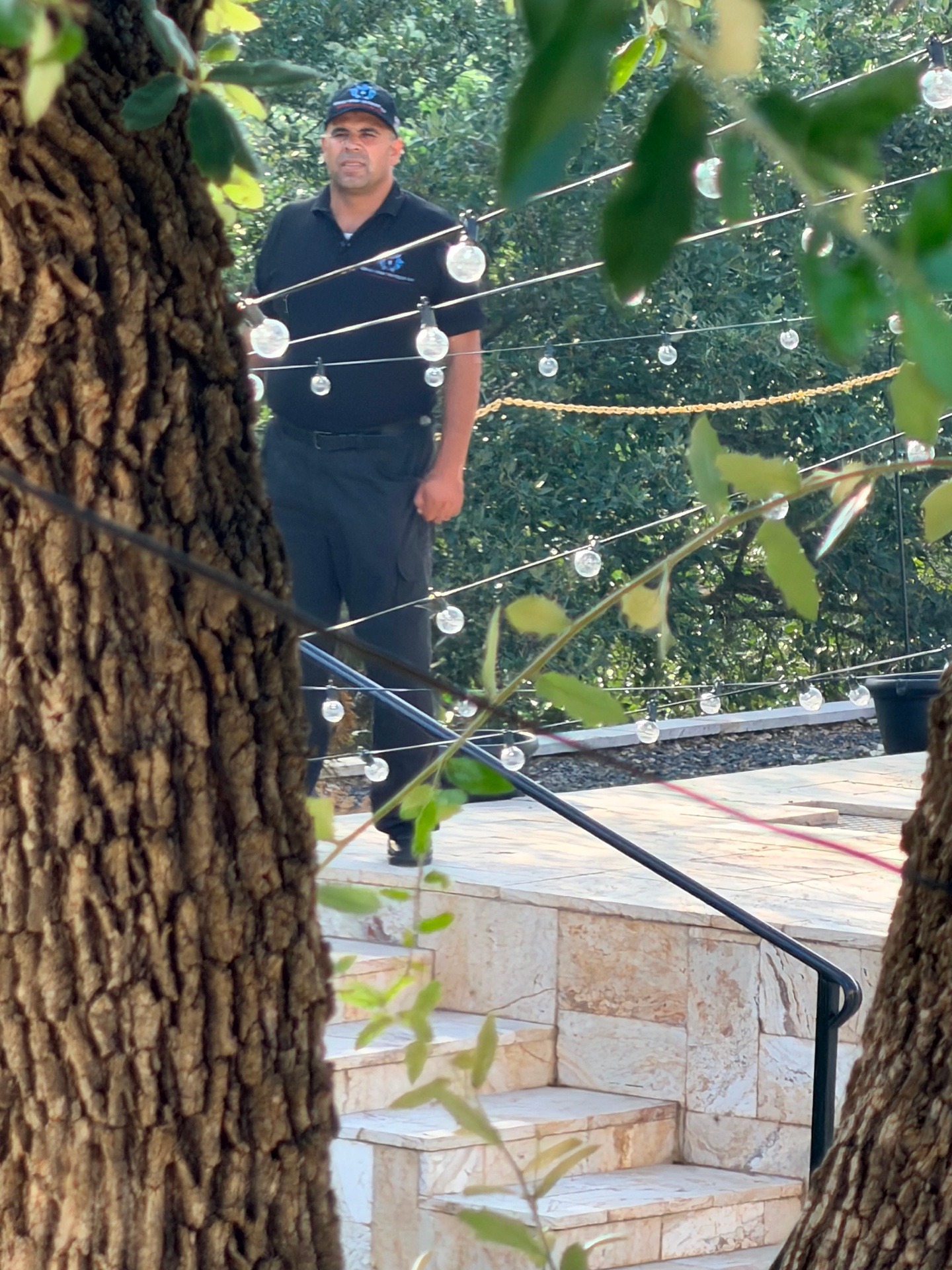 Visible event security presence during guest activities.
